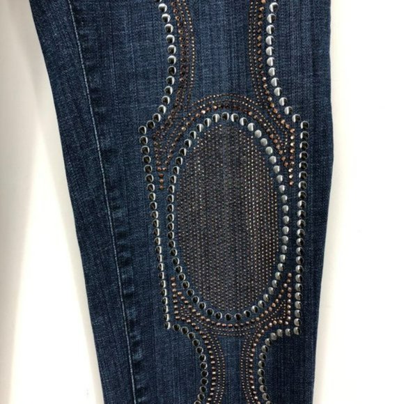 Just Cavalli  Just Luxury   Dark Wash studded skinny jeans chrome bronze beading - Picture 12 of 14